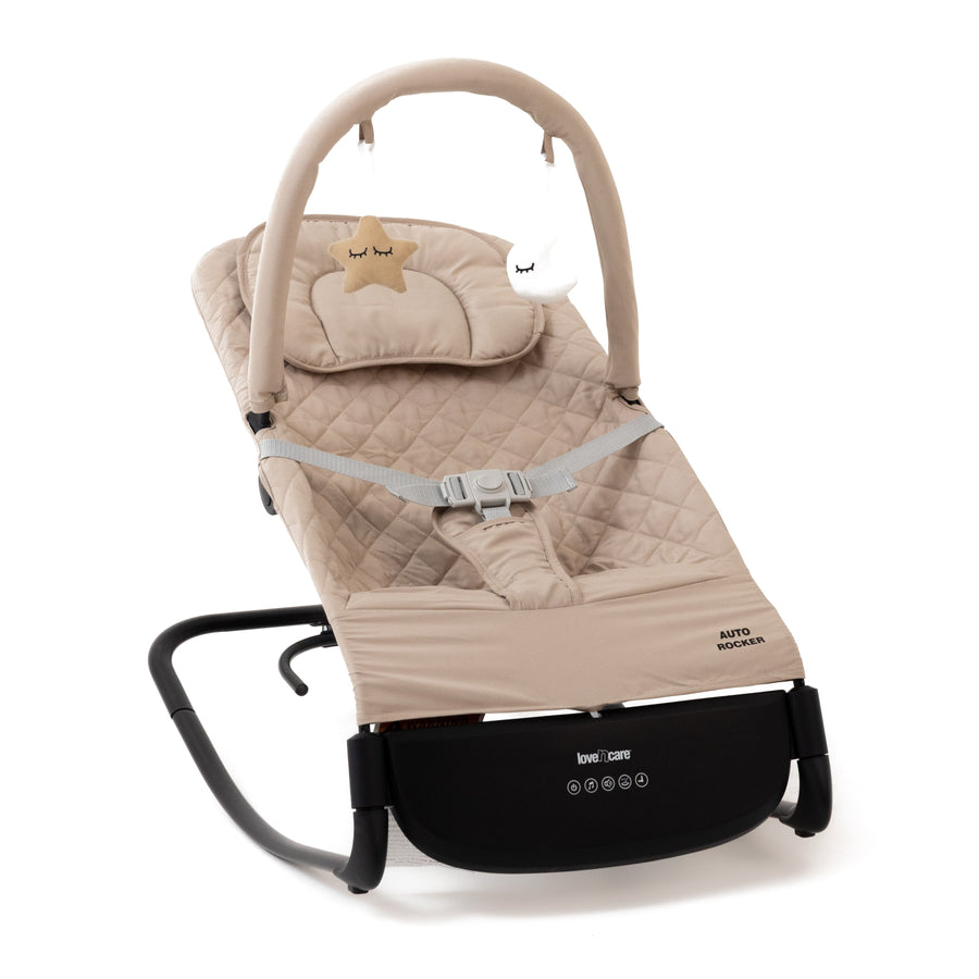 Auto Rocker — Beige — front with toy bar