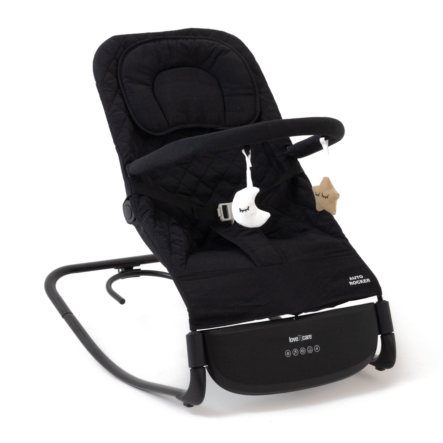 Auto Rocker — Black — front with toy bar