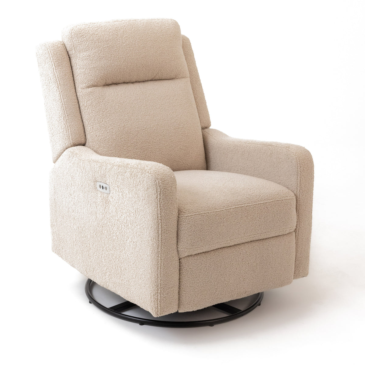 Mila Electric Recliner with Usb — Egg Shell — three-quarter