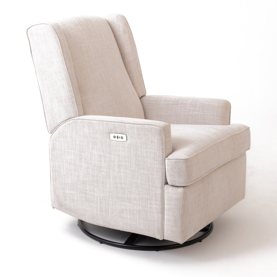 Luna Electric Recliner with USB — Egg Shell — front three-quarter