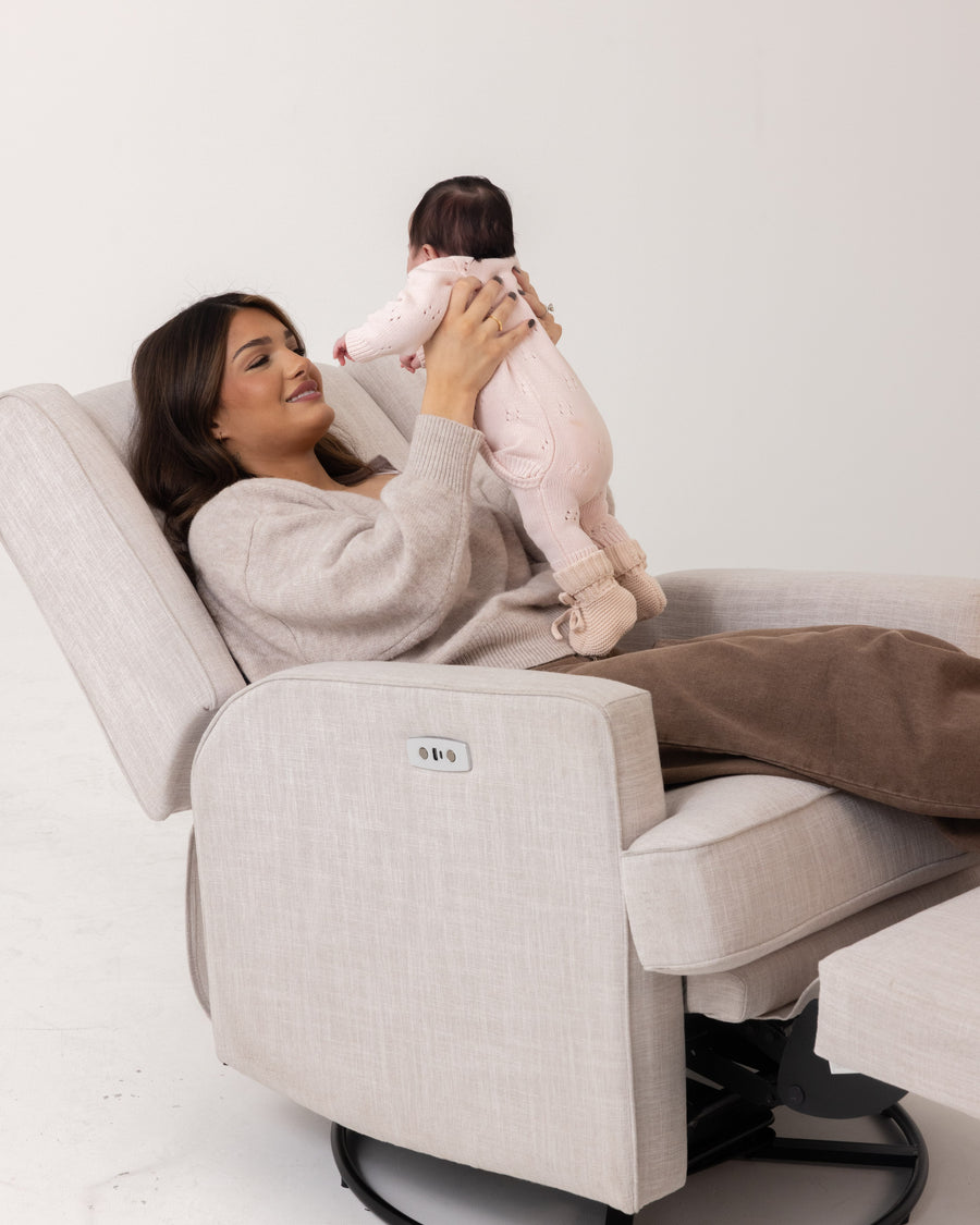 Luna Electric Recliner with USB — Egg Shell — playtime