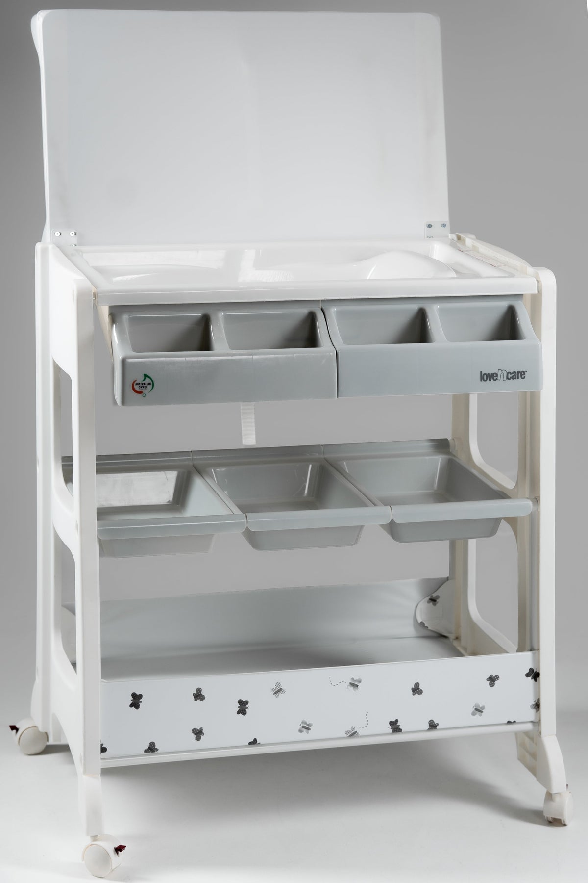 Omega Change Table — Little Farm — storage trays