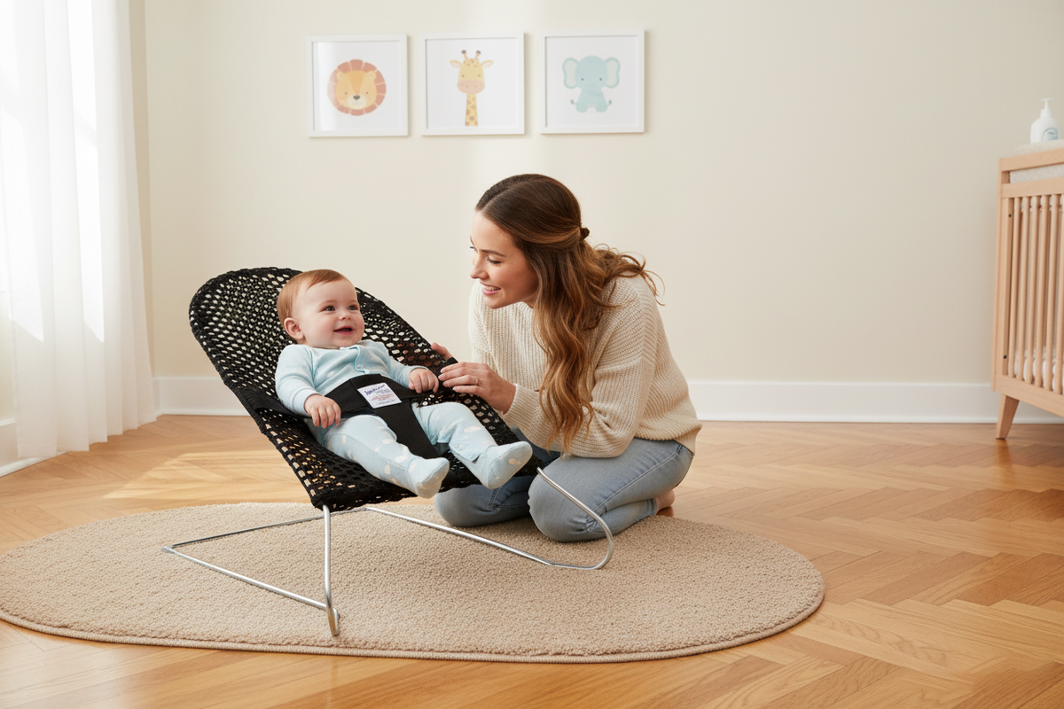 Baby Wire Bouncer — Black — at home