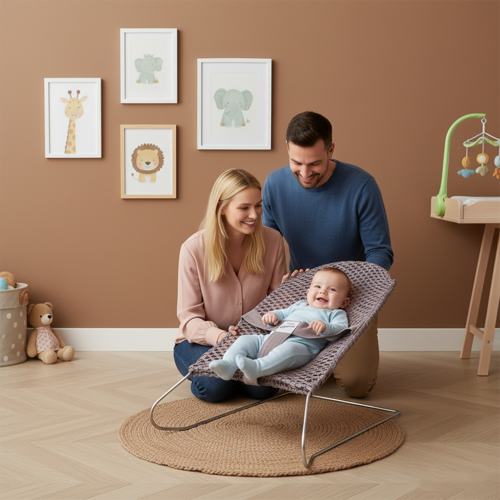 Baby Wire Bouncer — Grey — at home