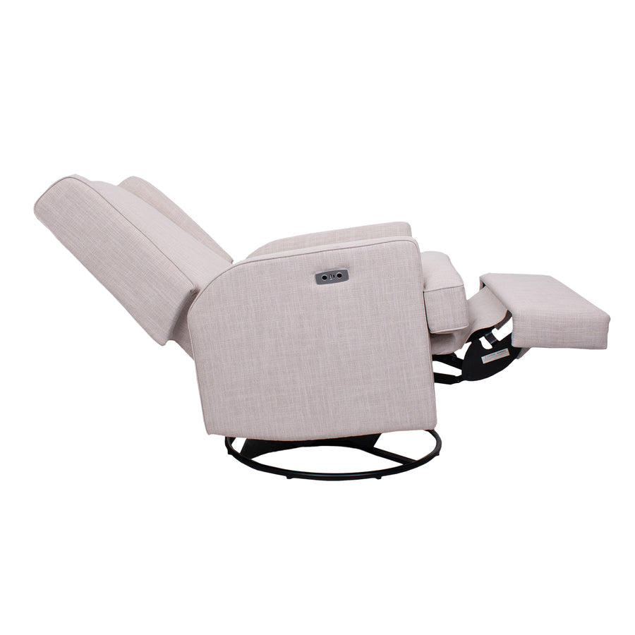 Luna Electric Recliner — Egg Shell — fully reclined
