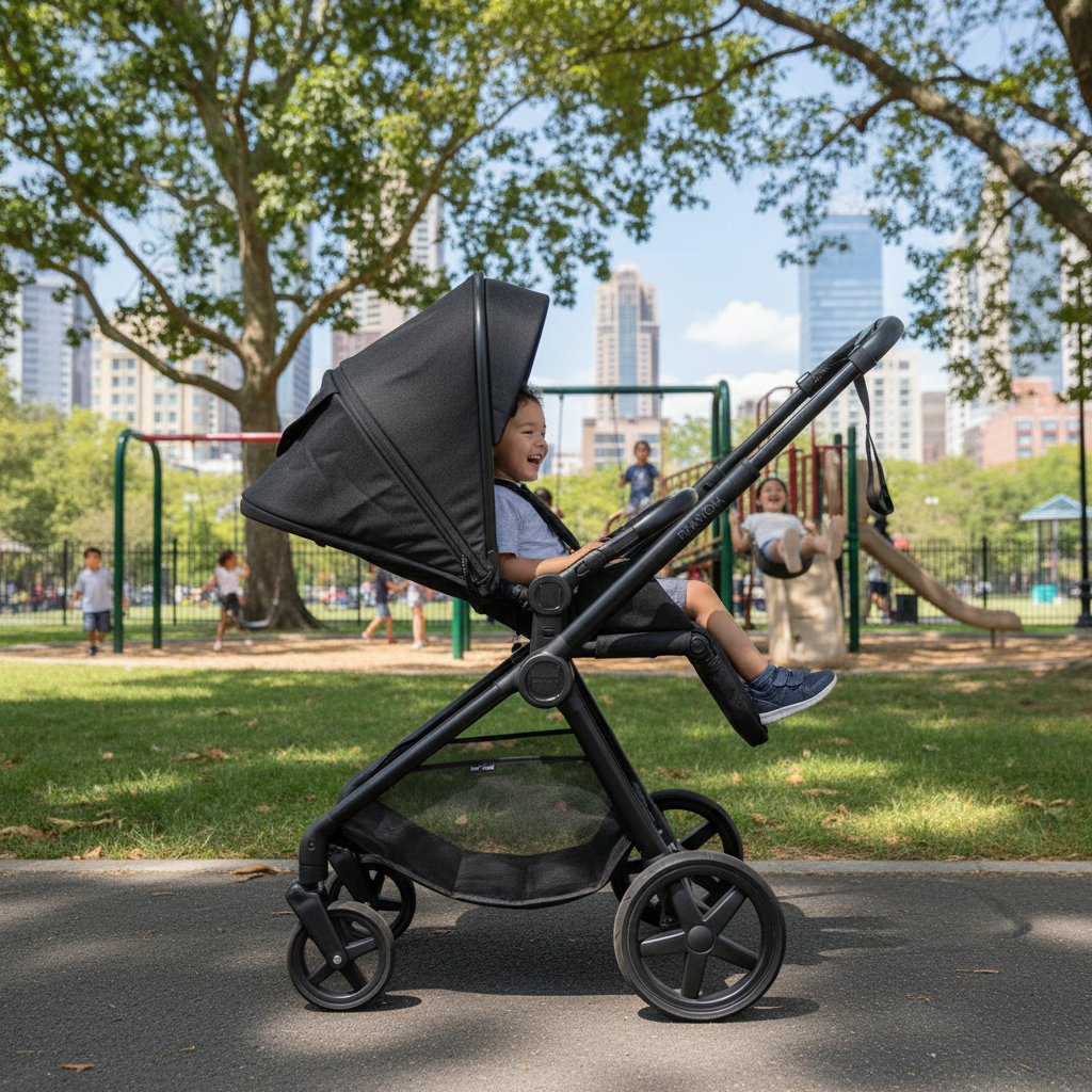 Phantom Stroller — Black — at the park