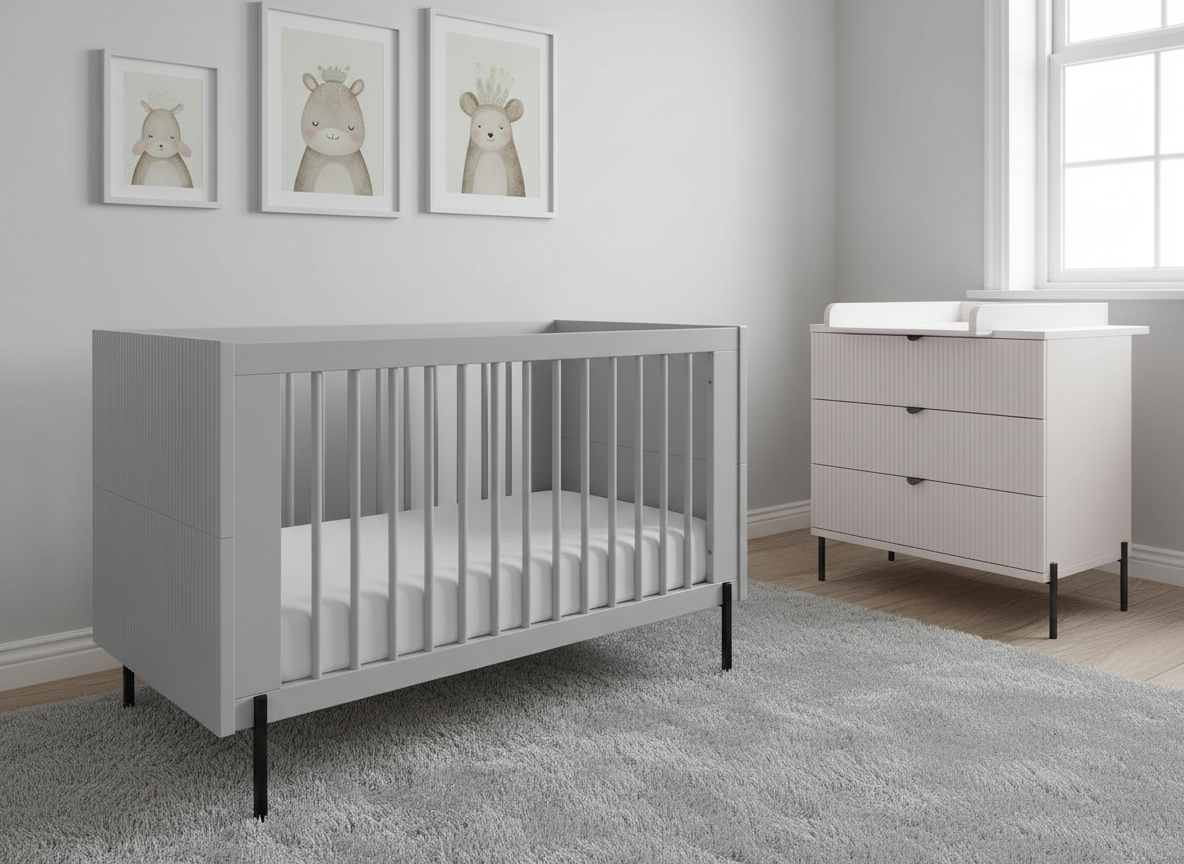 Waves Cot and Chest, bright room
