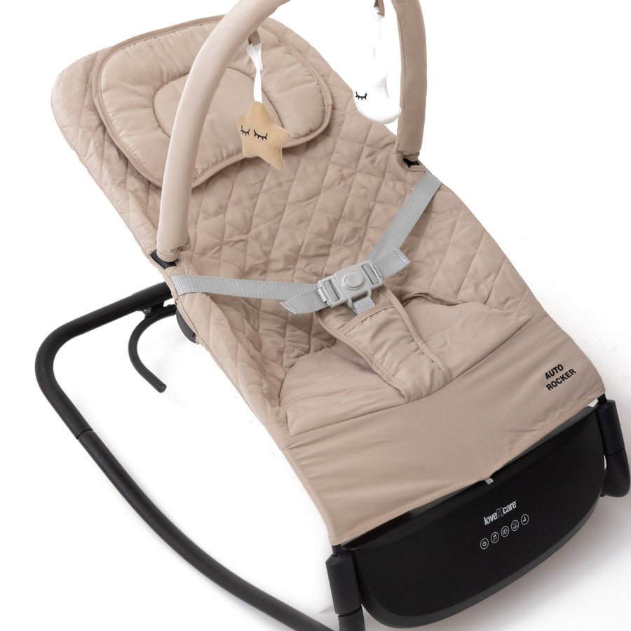 Auto Rocker — Beige — seat and harness from above