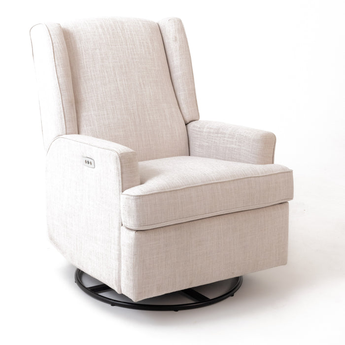 Luna Electric Recliner with USB — Egg Shell — three-quarter