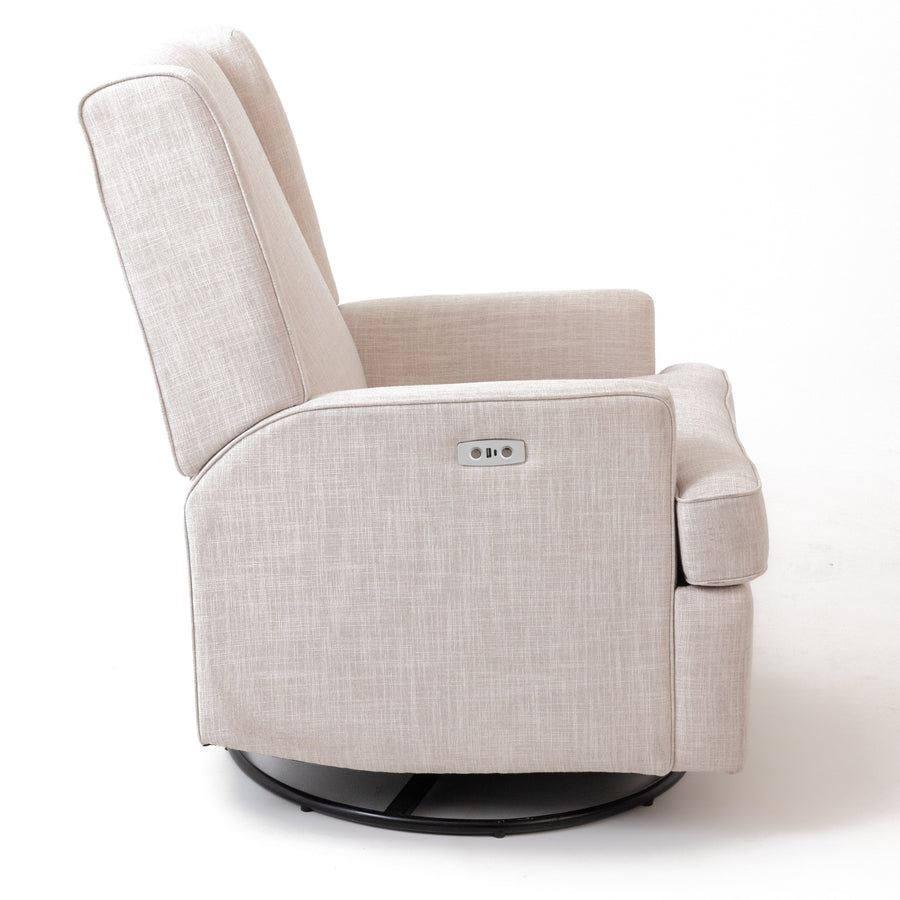 Luna Electric Recliner with USB — Egg Shell — side