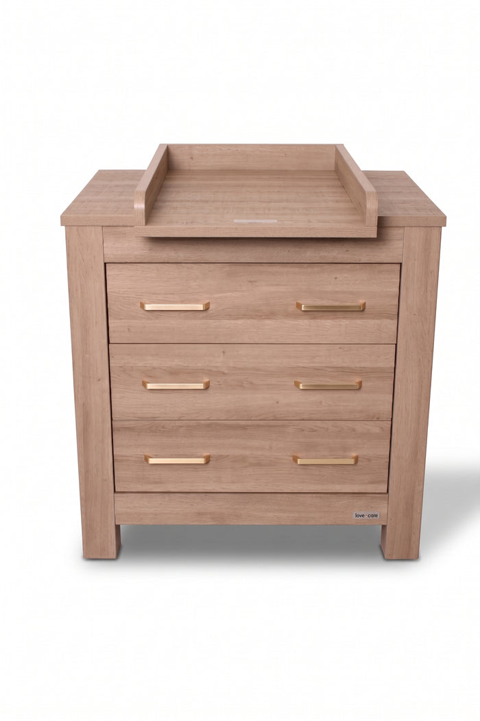 Bordeaux Chest — Hushed Brown Oak — front view with changer top