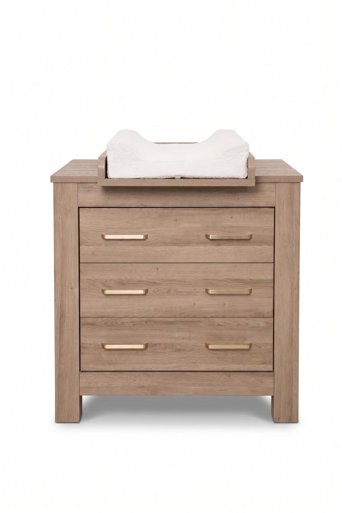 Bordeaux Chest — Hushed Brown Oak — with change pad, front view