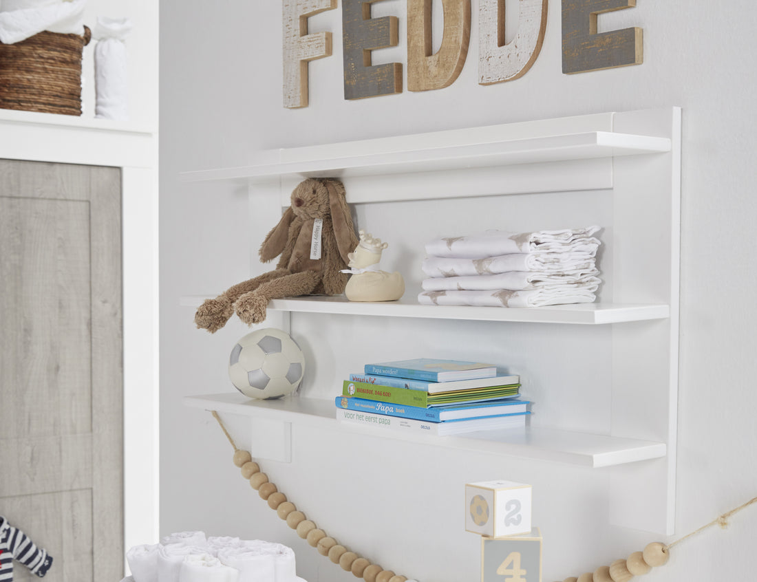 Lucca Wallshelf – White & Dark Grey — Three tiers, zero floor