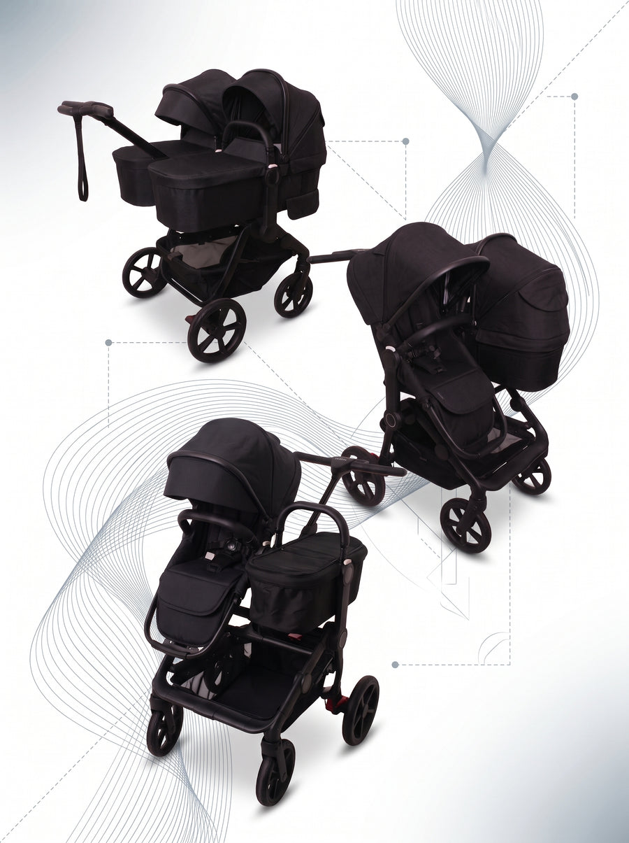 Neo Duo Stroller — Ebony — the three configurations