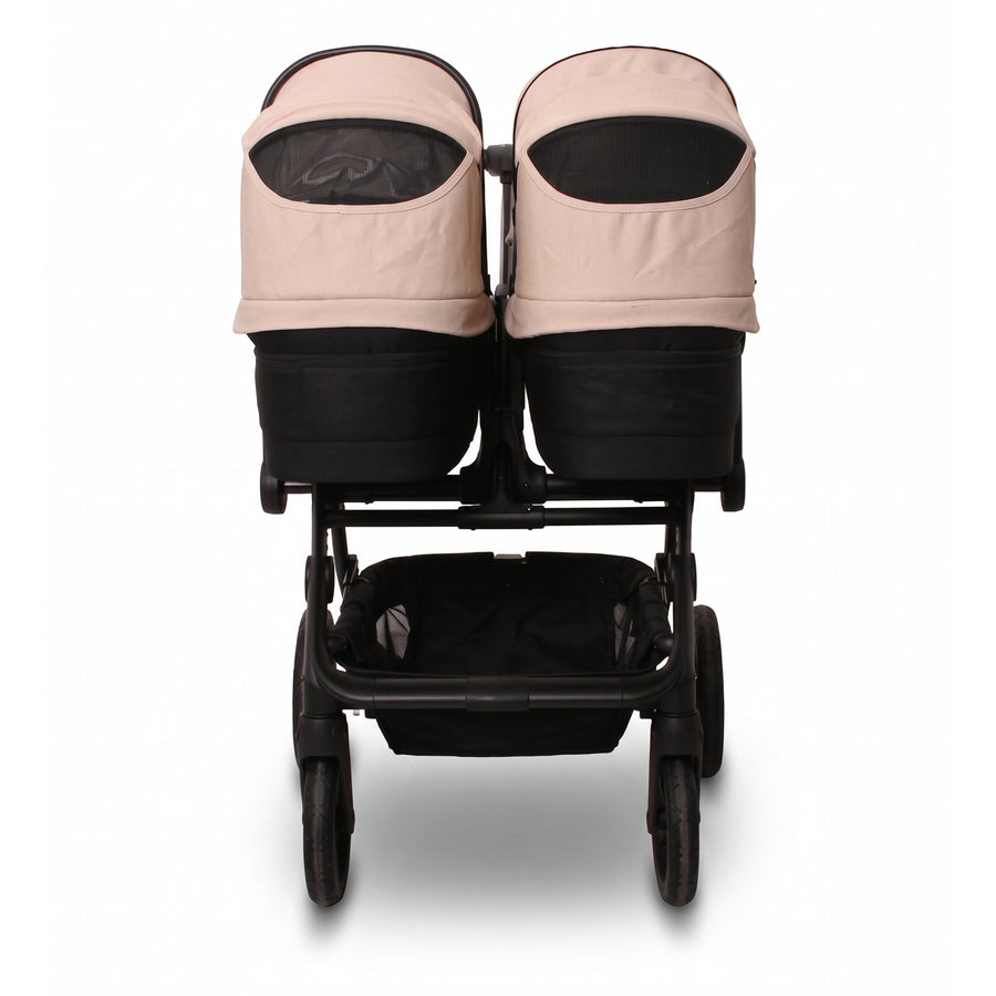 Neo Duo Stroller — Sand — twin mode, two carry cots