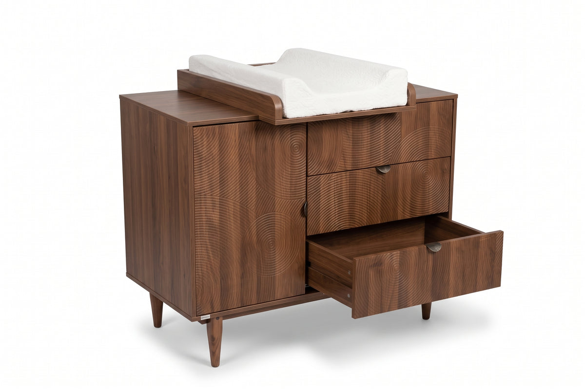 Wabi Chest — with change pad and drawer open