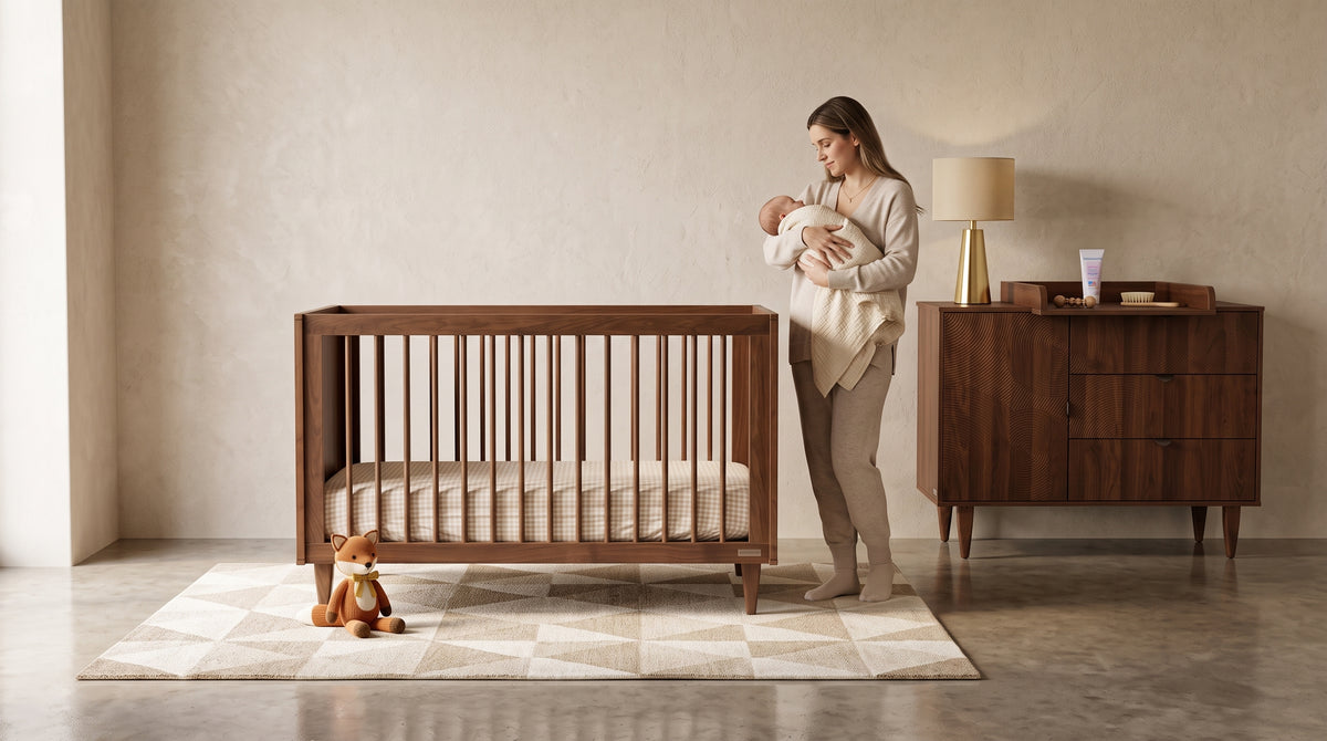 Wabi Cot — with the Wabi Chest in a nursery
