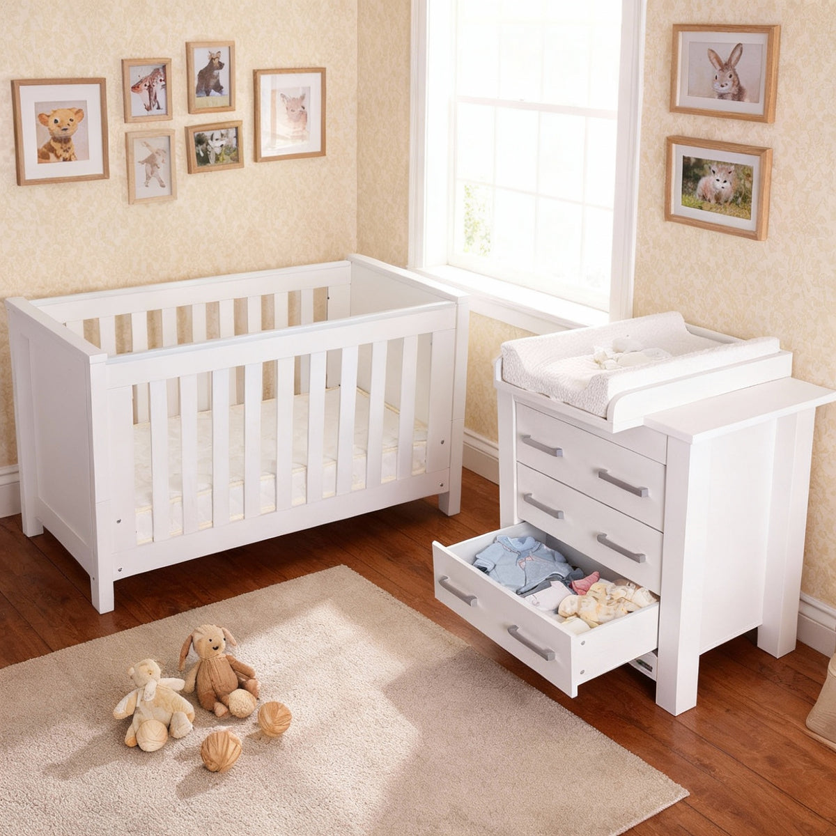 Bordeaux Cot and Chest — White, nursery