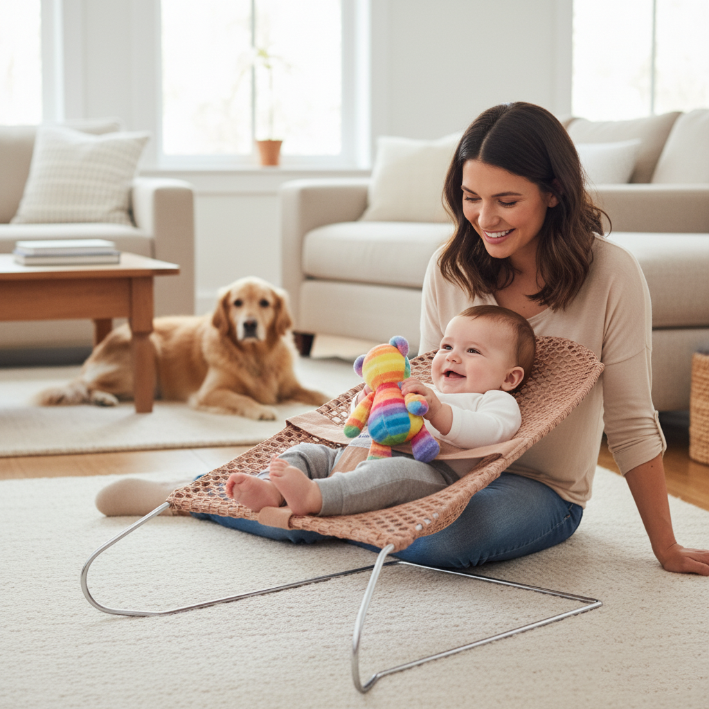 Baby Wire Bouncer — Clay — at home