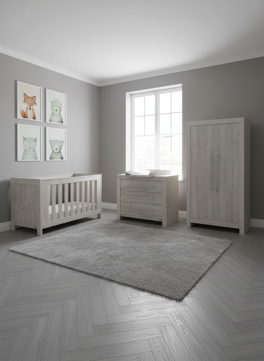 Houston Wallshelf and wardrobe in the nursery