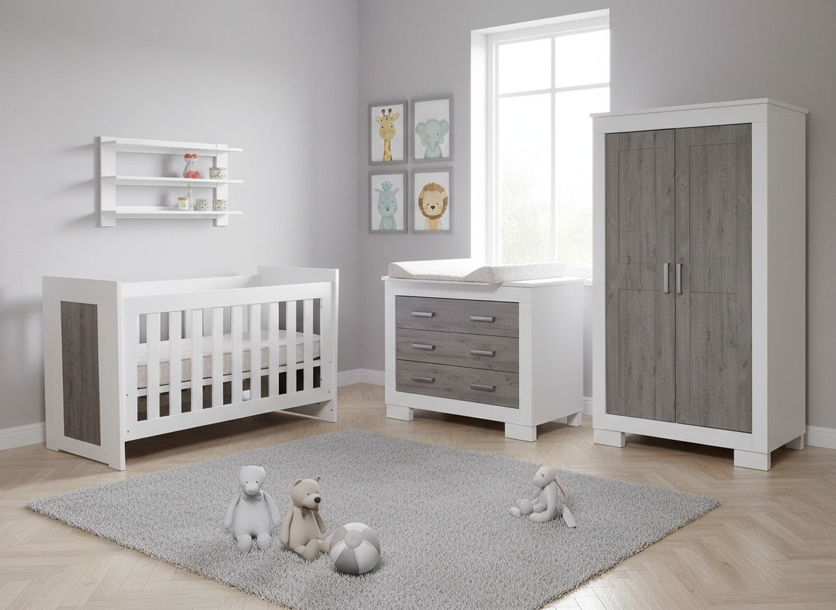 Lucca Cot, Chest and Wardrobe, nursery
