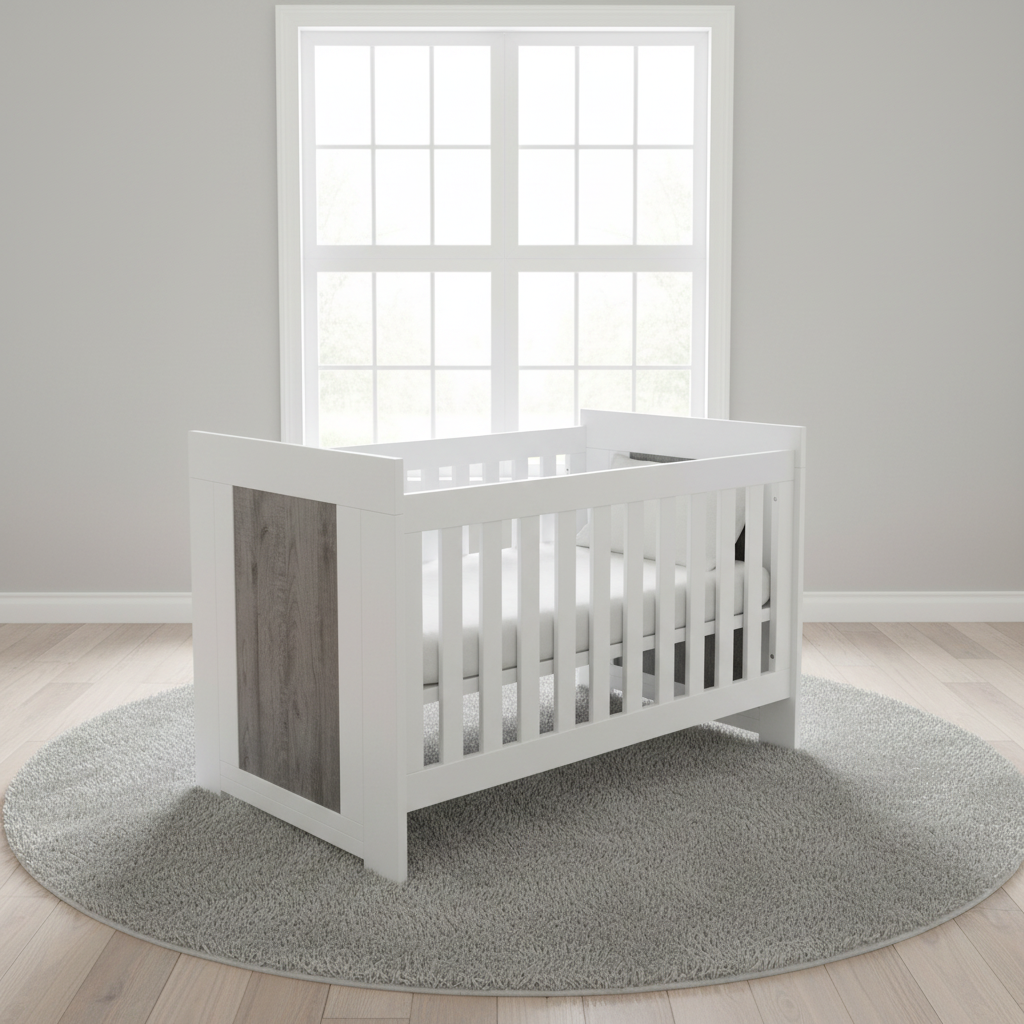 Lucca Cot — White & Ash, nursery