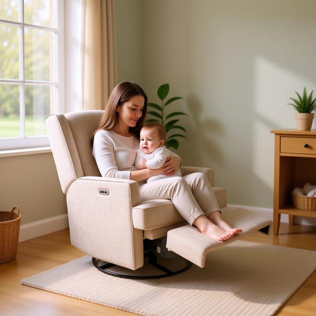 Luna Electric Recliner Egg Shell — feeding time