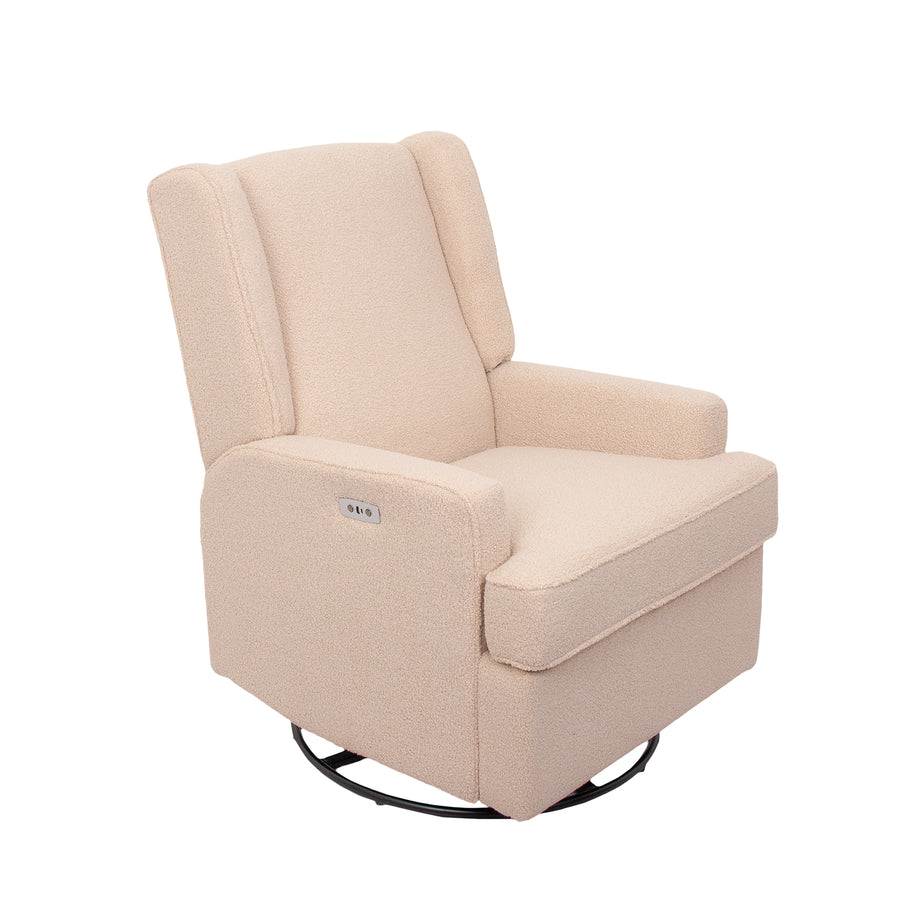 Luna Electric Recliner — Taupe Teddy — front