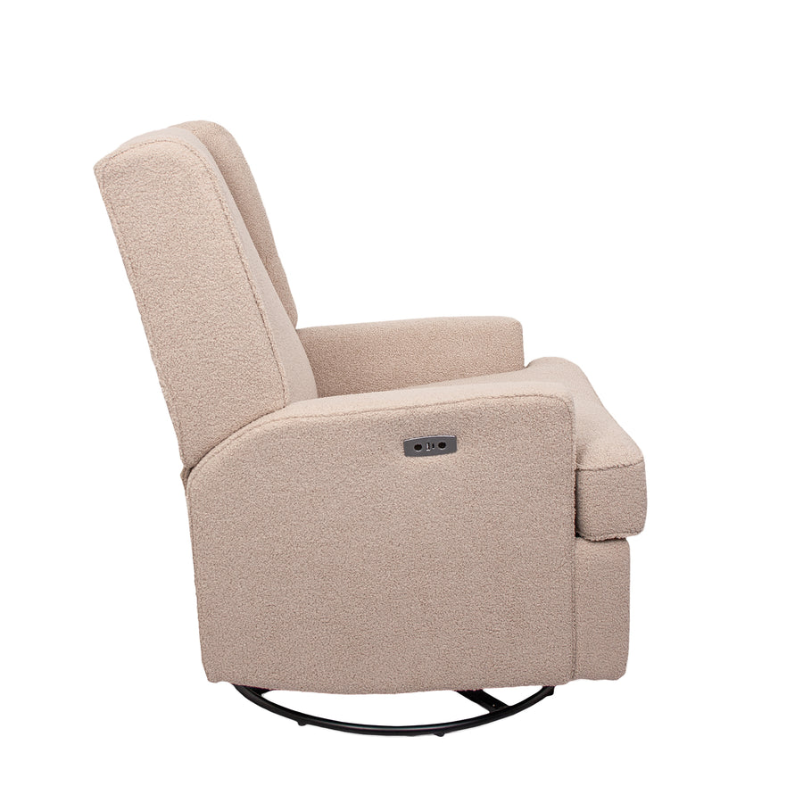 Luna Electric Recliner — Taupe Teddy — back