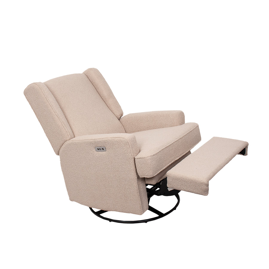 Luna Electric Recliner — Taupe Teddy — legrest up