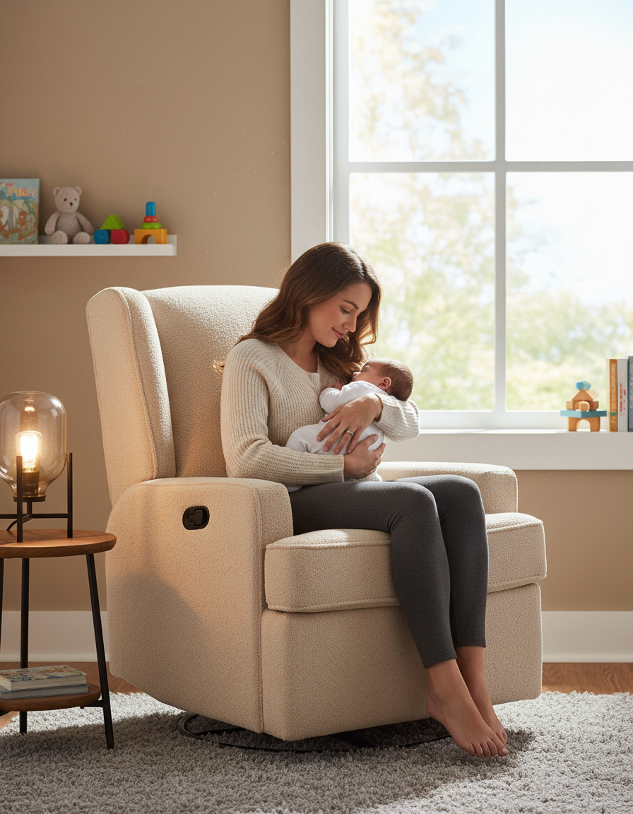 Luna Recliner — Taupe Teddy, feeding