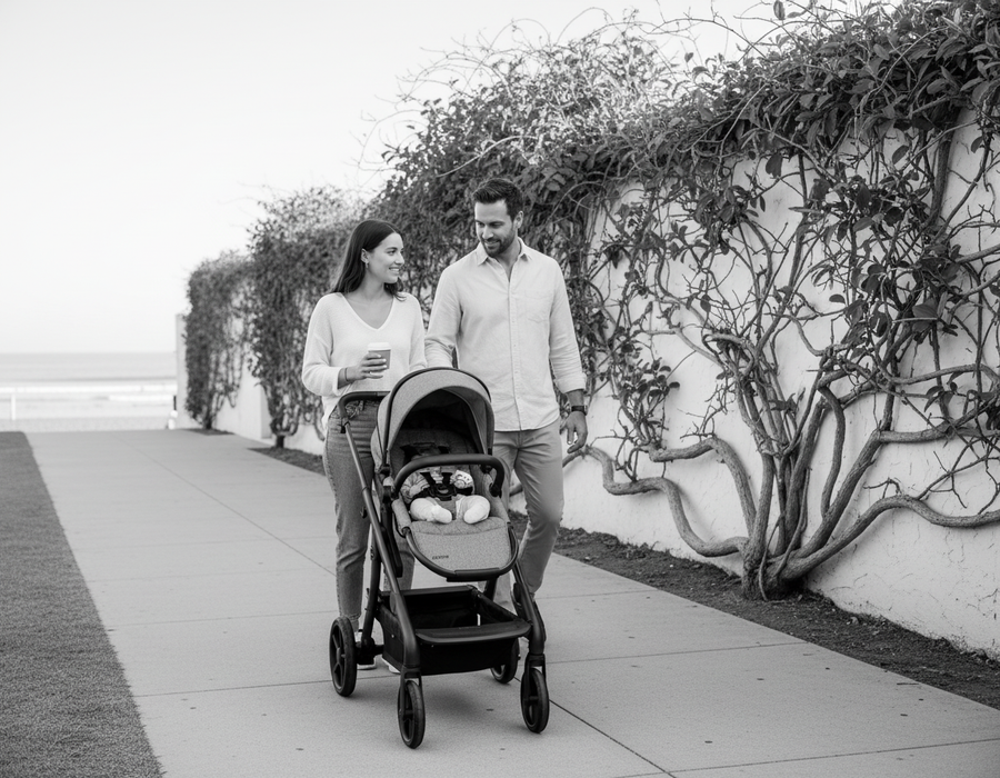 Neo Stroller Heathered Grey — at home