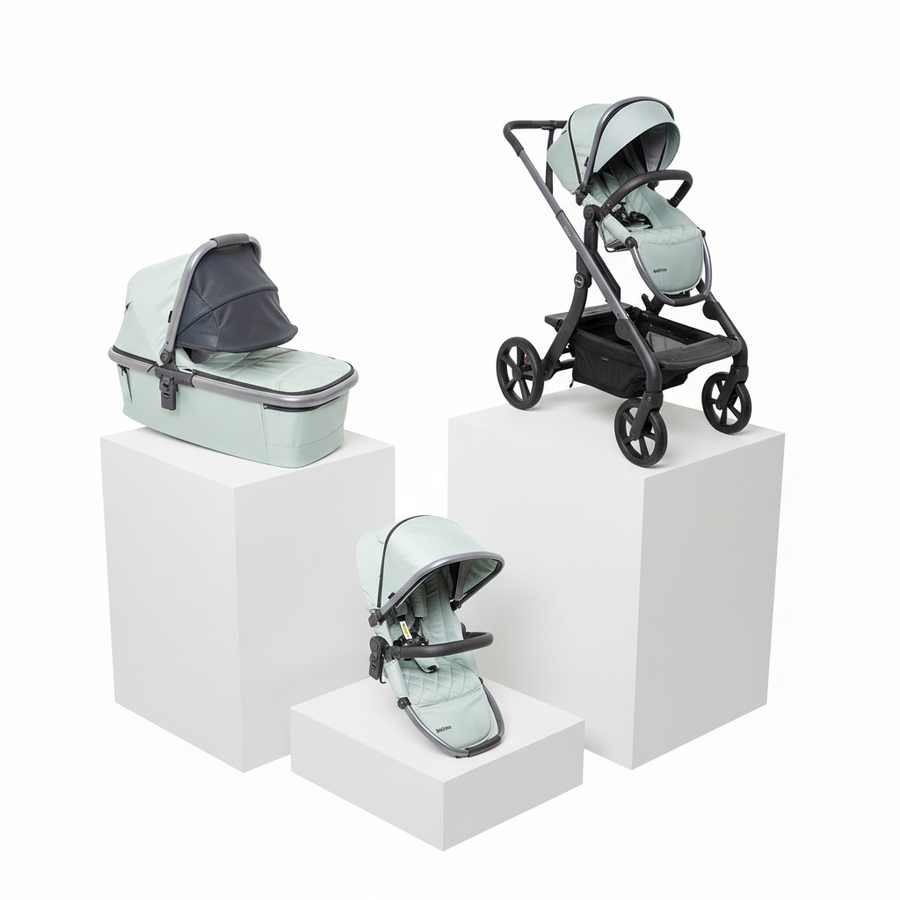 Neo Stroller — Sage duo mode with carry cot and seat